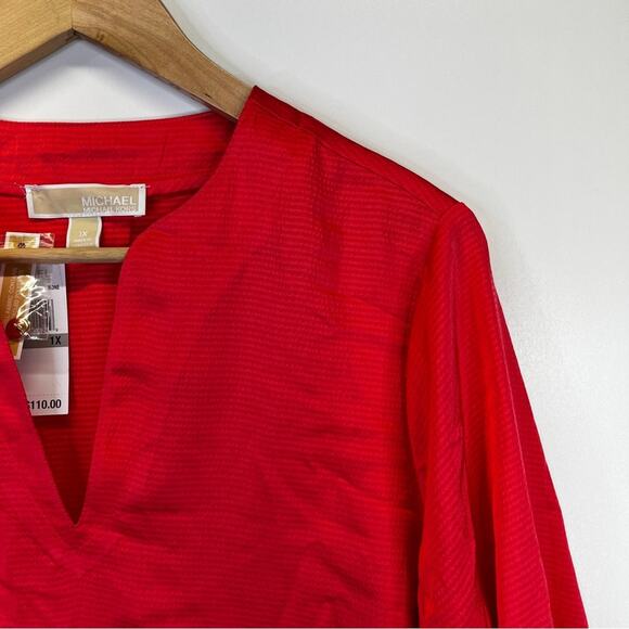 Michael Kors V-Neck Long Sleeve Tunic top dark coral - 1X - Picture 3 of 8